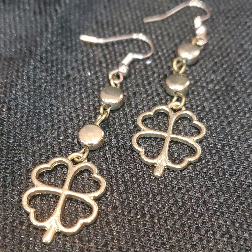 Gold Clover Drop Earrings